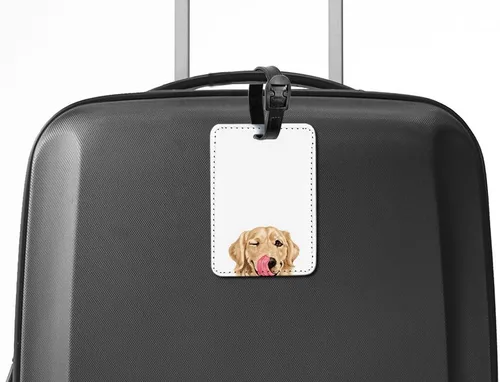 Miniatura 5 de WIRESTER Etiqueta de cuero PU para equipaje de equipaje de viaje - Winking Golden Retriever