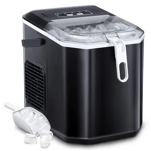 Antarctic Star Máquina portátil de hielo para encimera con asa, máquinas de autolimpieza, 26 libras/24 horas, 9 cubos listos en 6 minutos, hielo S/L