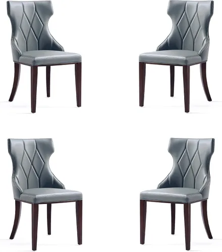 Miniatura 11 de Manhattan Comfort Reine MDining - Juego de 2, asientos tapizados con costuras de diamante, marco de madera de haya maciza, base de 4 patas, altura