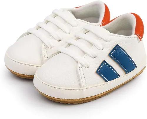 Miniatura 4 de SENIURIS Zapatos para bebés niños y niñas, suela de goma antideslizante, de piel sintética, zapatos para primeros pasos, zapatos de cuna para recién