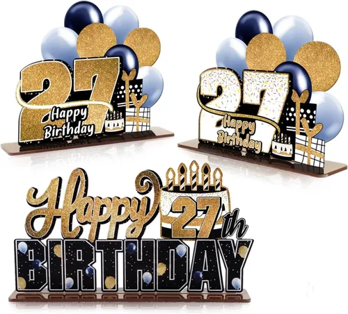 Miniatura 12 de LINGTEER Feliz 10º Cumpleaños Juego de Centros de Mesa de Acrílico Azul para Mesa - Brindemos por Diez Años Decoraciones de Regalo de Fiesta de 10º