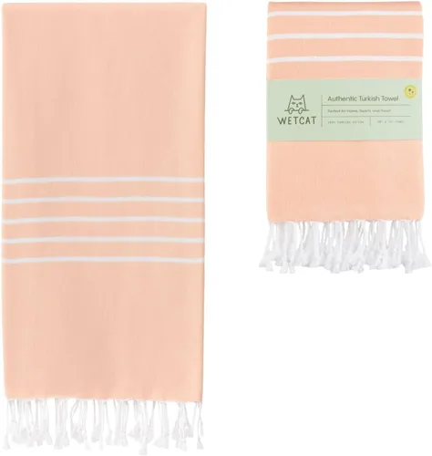 Miniatura 10 de WETCAT Toalla de playa original turca (39 x 71) – Peshtemal prelavado, 100% algodón, muy absorbente, de secado rápido y ultra suave, seguro