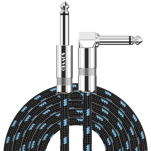 Miniatura 9 de Cable de Guitarra de 6 Pies Cable de Instrumento para Guitarra Eléctrica y Bajo, Teclado - Cable AMP de Ángulo Recto de 1/4 Pulgada, Negro