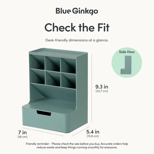 Miniatura 3 de BLUE GINKGO Organizador de escritorio Hive – Organizador vertical de 6 compartimentos, almacenamiento de cajón completo – Porta bolígrafos que Verde