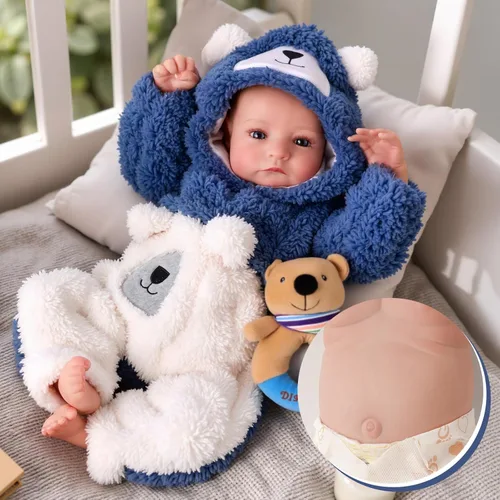 BABESIDE Muñecas Reborn de bebé realistas niño - Aiden 17 pulgadas muñeca de bebé realista hecha a mano de silicona cuerpo completo vinilo muñeca de