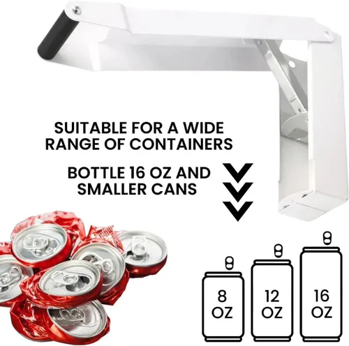 Miniatura 4 de Trituradoras de latas blancas para reciclaje – Trituradora de latas de pared resistente de aluminio para reciclaje compactador de botellas