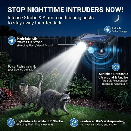 Miniatura 7 de 2026 Upgraded Sonic Fortress Pro Deer Repellent Devices,4Pack Feral Cat Deterrent Outdoor Solar Ultrasonic Animal Repellent with Motion Sensor&Flash