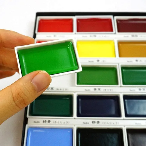 Miniatura 4 de Kuretake GANSAI TAMBI - Juego de pintura de acuarela de 36 colores, suministros de arte de calidad profesional para artistas, pintura para adultos