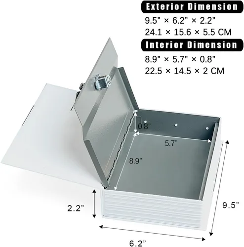 Miniatura 2 de Caja fuerte de almacenamiento de libro de diversión (9.5"×6"×2.2"), caja fuerte secreta tipo diccionario con cerradura de combinación de seguridad
