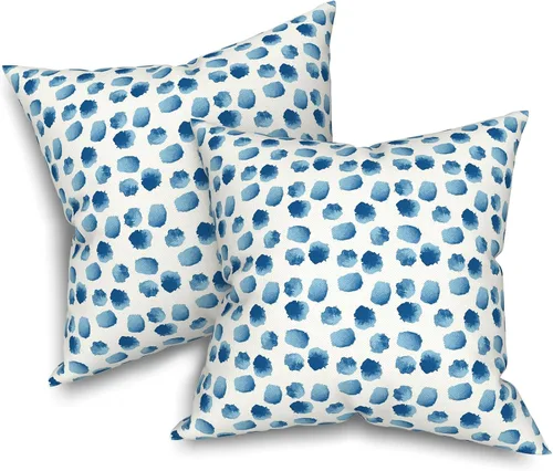 Miniatura 15 de Juego de 2 almohadas para exteriores de 16 x 16 pulgadas, repelentes al agua con interiores, para muebles de patio, hogar, jardín, geometría bohemia