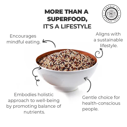 Miniatura 7 de Pride Of India - Quinoa real boliviana natural de tres colores - Tarro de grano entero rico en proteínas, tarro de 3 libras