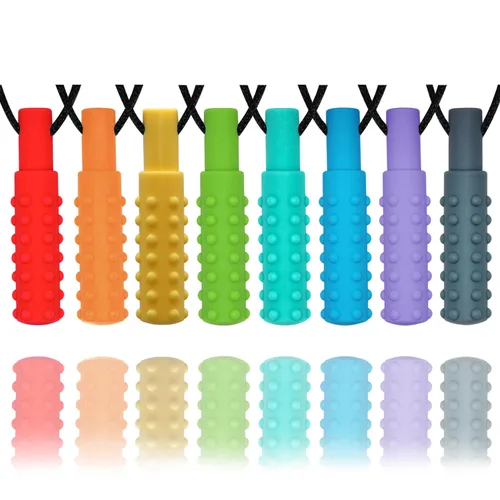 Collares sensoriales masticables para niños y niñas, paquete de 8 collares masticables para niños sensoriales con autismo, TDAH, SPD, mordeduras,