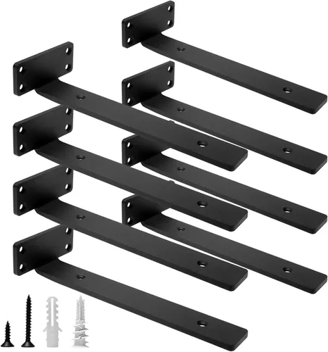 HITOMEN Soportes de estante flotantes de servicio pesado, herrajes de estantes ocultos de 10 pulgadas (1/5 pulgadas de grosor), soportes de hierro