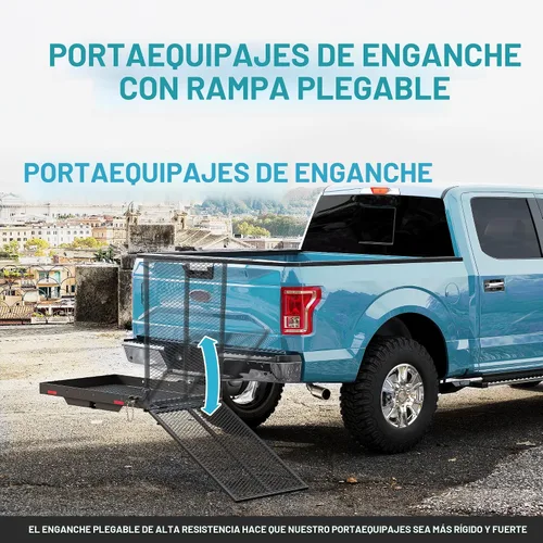 Miniatura 2 de ECOTRIC Transportador de carga de enganche de 46.2 x 26.8 x 38.7 pulgadas con rampa plegable de 500 libras de capacidad, soporte de enganche