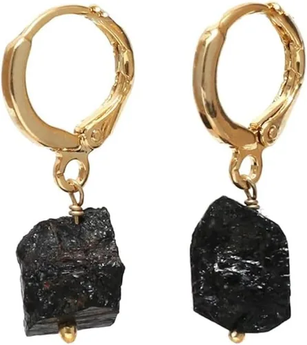 Gempires Handmade Gemstone Hoop Earrings Raw Crystal Dangle Jewelry Hypoallergenic Gold Plated Lightweight Elegant Jewelry Gifts For Women
