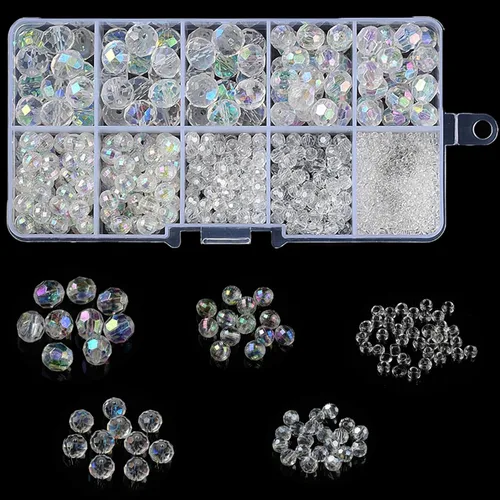 Cuentas facetadas de cristal transparente de color AB, cuentas de cristal AB facetadas Rondelle, suministros variados, espaciadores, cuentas sueltas