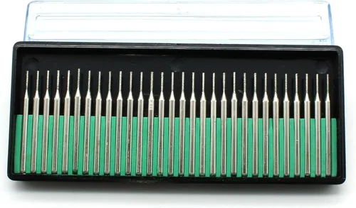 TEMO Juego de 30 brocas de vidrio con revestimiento de diamante grueso de 0.039 in (1/32 pulgadas), grano 80 con vástago de 1/8 pulgadas para