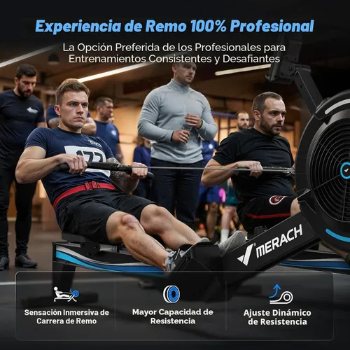 Miniatura 2 de MERACH Máquina de remo profesional para interiores, máquinas de remo ajustables de resistencia al aire para el hogar, asiento ergonómico cómodo