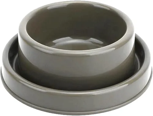 Ants Away - Cuenco redondo para perros y gatos, comedero para animales pequeños, sin derrames, color marrón, S