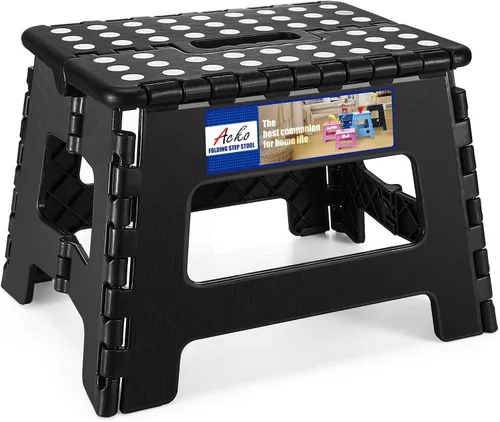 Miniatura 24 de ACKO Taburete plegable plegable de 16 pulgadas, 400 libras de capacidad, taburetes de plástico para adultos y niños, taburetes plegables para Blanco