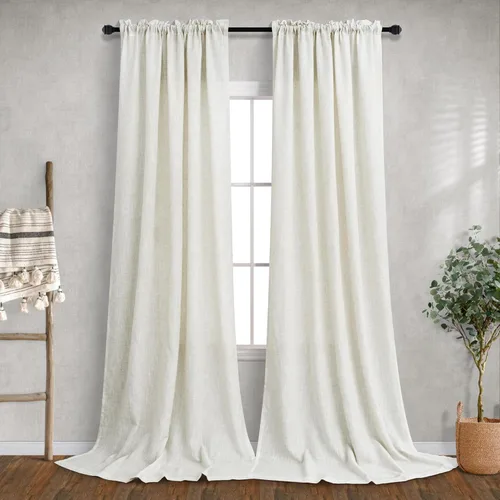 Miniatura 25 de Cortinas blancas puras de 38 pulgadas de ancho para dormitorio, juego de 2 paneles de cortinas de privacidad con bolsillo para barra, cortinas