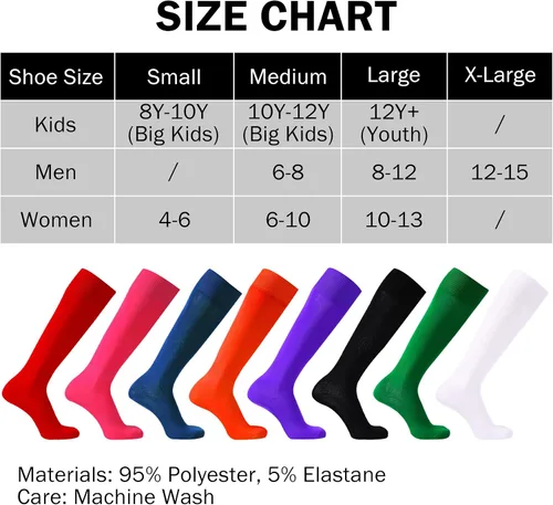 Miniatura 2 de Paquete de 2 calcetines de fútbol, béisbol, sóftbol para jóvenes y adultos, calcetines multideportivos, 4 tamaños (S-XL)