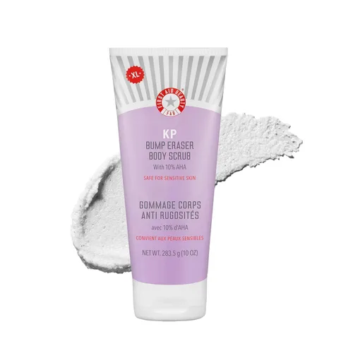 First Aid Beauty Exfoliante corporal KP Bump Eraser con 10% AHA, exfoliante de piel de queratosis pilaris con ácidos glicólicos y lácticos