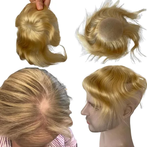 Miniatura 12 de Voloria Parche para el cabello calvo para hombres, 3.15 x 3.15 pulgadas, sistema de reemplazo de cobertura completa de piel de poliuretano