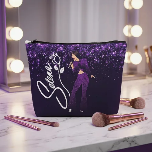 Miniatura 2 de gfuhlre Bolsa de maquillaje para fanáticos de los cantantes, bolsa de aseo de viaje, bolsa de aseo para amantes de la música, regalo de letras