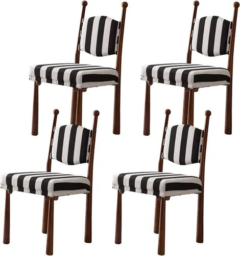 Miniatura 8 de Sillas de comedor de madera, sillas de cocina con material de lana de cordero, asiento tapizado, silla de sala de estar para estudio y comedor, sala