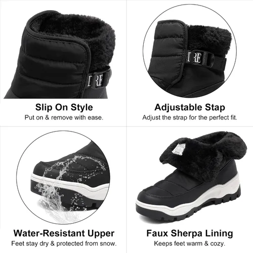 Miniatura 3 de DREAM PAIRS Botas de nieve de invierno para mujer, impermeables, aisladas, cálidas y cómodas, de piel sintética, botas cortas de moda