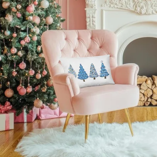 Miniatura 5 de KEUSPI Decoración Costera de Navidad - Fundas de almohada azules con árbol de Navidad de 12 x 20 pulgadas, fundas de almohada de Navidad