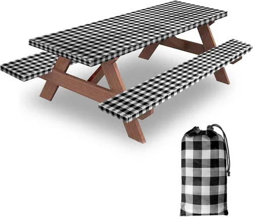 Miniatura 18 de Funda para Mesa y Banco de Picnic de 5 Pies, Esenciales de Camping Equipo para RV, 60 Pulgadas Impermeable Resistente al Viento Mantel Exterior