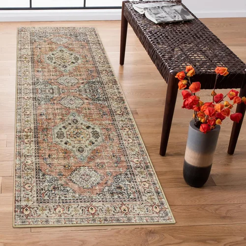 Miniatura 38 de Lahome Alfombra oriental lavable de área pequeña, 2 x 3 pies, para entrada, cocina, ultra fina, suave, tapete antideslizante para puerta de Azul