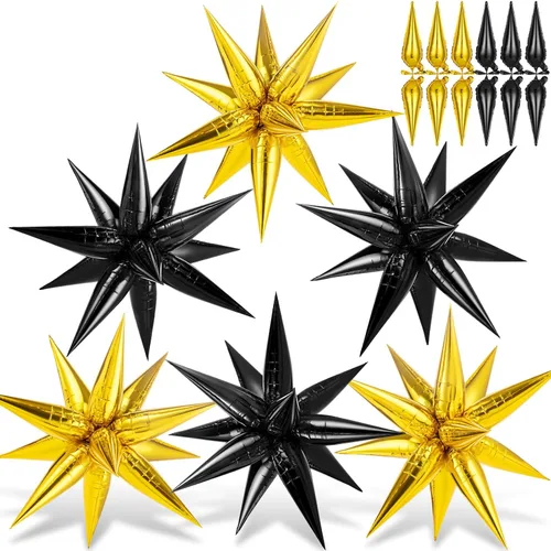Miniatura 25 de 72 unidades de globos de estrella, grandes globos de cono de estrella metálicos de 26 pulgadas, globos de papel de aluminio de explosión colorida