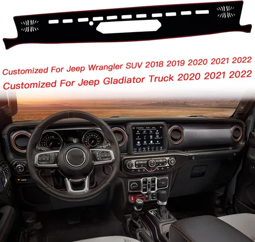 Miniatura 3 de Cubierta de tapete para salpicadero, consola central interior personalizada compatible con Jeep Wrangler SUV 2018, 2019, 2020, 2021, 2022, Jeep