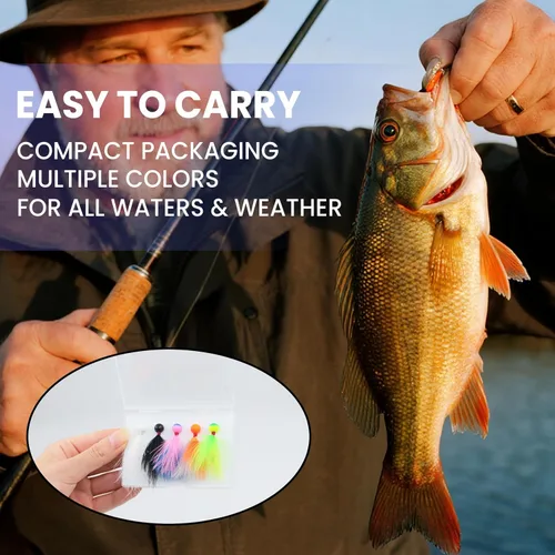 Miniatura 5 de Kit de plantillas de pesca de cangrejo de colores mixtos, plantillas de marabú atadas a mano para trucha Magne, 1/64-1/4oz, señuelos de agua
