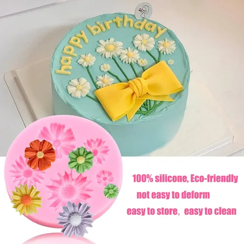 Miniatura 5 de Zixiang Molde para pastel de fondant de flores, rosa, mariposa, margarita, hojas, mini flores, dulces, moldes de silicona para decoración de Estilo E