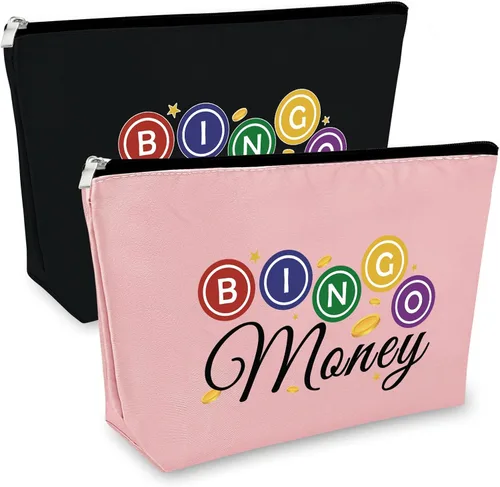 Sfodiary Bolsa de maquillaje cosmético para amantes del bingo - Regalos de casino para mujeres, Bolsa de maquillaje de regalo para amantes del bingo