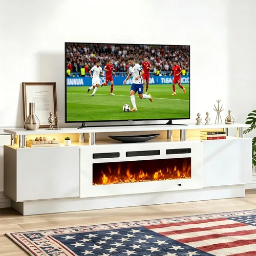 Miniatura 19 de oneinmil 70" Fireplace TV Stand for Living Room, Electric Fireplace Entertainment Center with Dual LED Lights & Storage Cabinets, Fits TVs up to