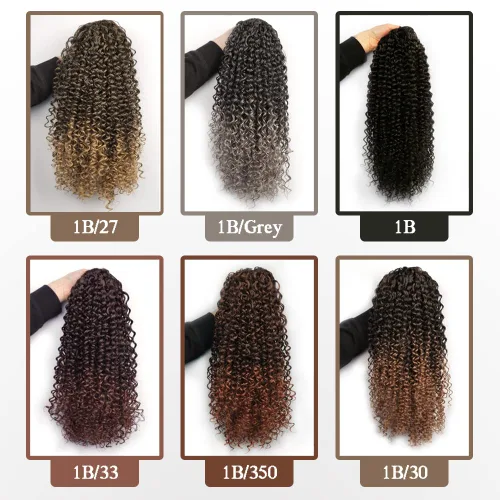 Miniatura 5 de Cola de caballo con cordón para mujeres negras, rizado de 16 pulgadas, extensiones de cola de caballo negro natural (1b)