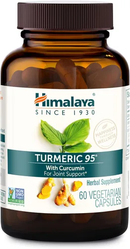 Himalaya Suplemento de cúrcuma 95 con curcumina/curcuminoides, apoyo articular y muscular, flexibilidad y movilidad óptimas, 600 mg, sin OMG,