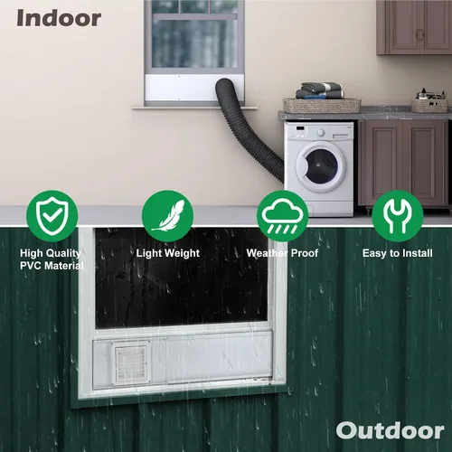 Miniatura 8 de Forestchill Kit de ventana de ventilación para secadora, kit de ventilación de ventana de 4 pulgadas con cubierta de ventilación de secadora, se