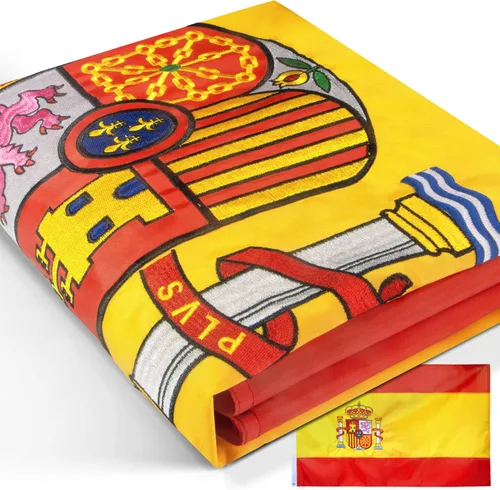 Miniatura 4 de Anley Bandera de España de 3 capas de doble cara a prueba de rasgaduras, 3 x 5 pies, cabecera de lona y resistente a las arrugas, las banderas