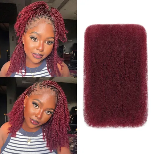 Miniatura 10 de BLL Afro Kinkys - Cabello humano a granel, 100% cabello humano para mini torsión, trenzas, extensiones de rastas, cabello rizado afro, color negro a