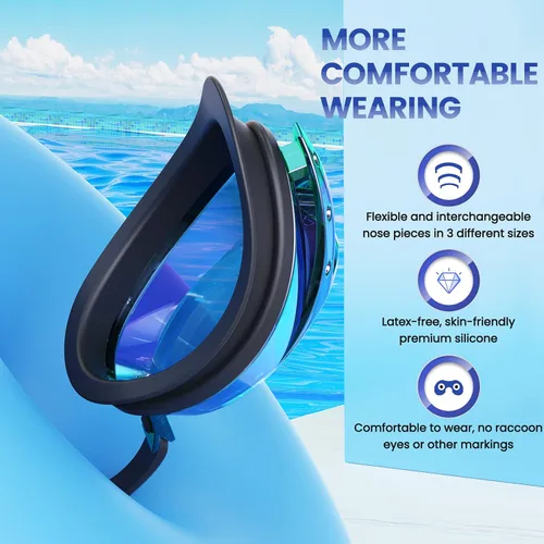 Miniatura 3 de Gafas de natación, paquete de 2 gafas de natación antivaho para adultos, jóvenes, hombres y mujeres