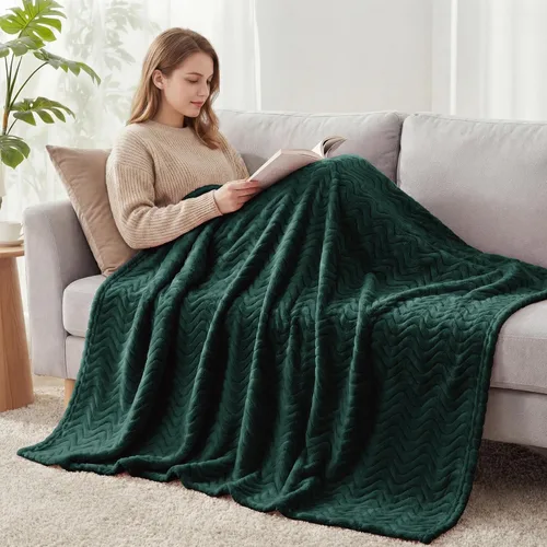 Miniatura 6 de Exclusivo Mezcla - Manta individual para cama, mantas de forro polar ligeras y acogedoras con textura ondulada decorativa, adecuadas para el Verde