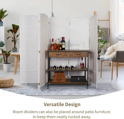 Miniatura 8 de Duraspace Divisor de habitación de 8 paneles de fibra de tejido de 6 pies de alto, pantalla de privacidad independiente con doble bisagra, pantalla