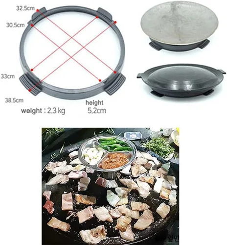 Miniatura 6 de Tapa de caldero tradicional coreano, multiuso, para barbacoa, parrilla para asar panza de cerdo, para interiores y exteriores, antiadherente caldero