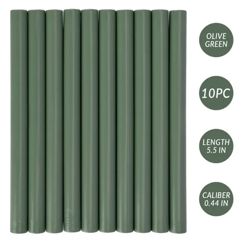 Miniatura 2 de 10 varillas de cera de sellado verde oliva para pistola de pegamento, ideal para sellos de cera, perfecto para invitaciones de boda